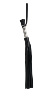 Чёрная кожаная плеть с 24 хвостами и металлической ручкой - 53 см. - 0