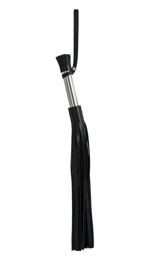 Чёрная кожаная плеть с 24 хвостами и металлической ручкой - 53 см. - 0