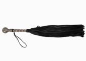 Черная плеть-флогер с витой ручкой в виде шара - 60 см. - 0