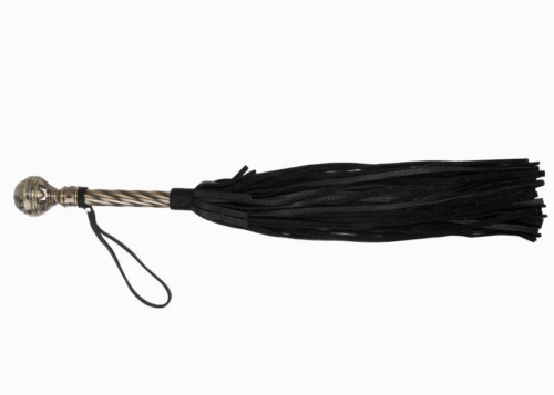 Черная плеть-флогер с витой ручкой в виде шара - 60 см. - 0