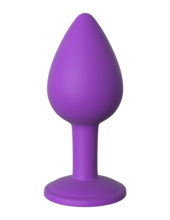 Фиолетовая анальная пробка с прозрачным стразом Her Little Gems Small Plug - 7,4 см. - 2