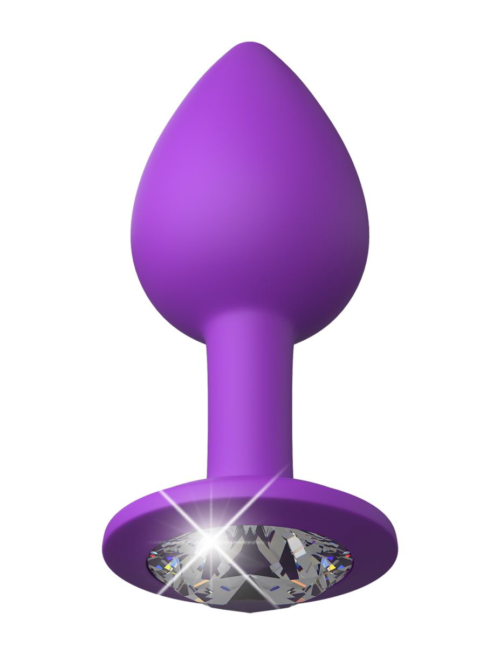 Фиолетовая анальная пробка с прозрачным стразом Her Little Gems Small Plug - 7,4 см. - 0