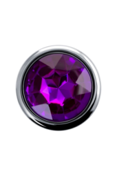 Серебристая анальная пробка с фиолетовым кристаллом - 9,5 см. - 3