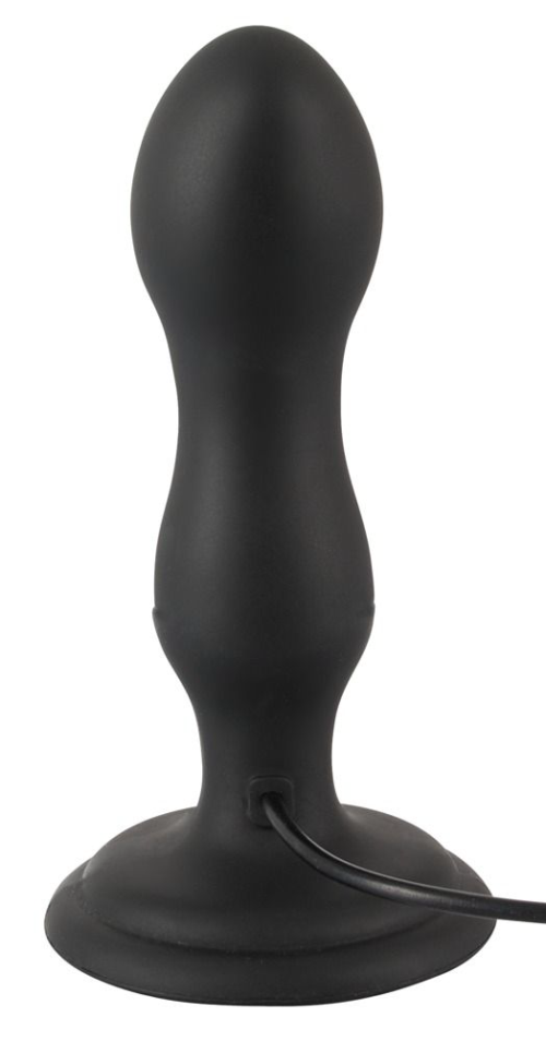 Черная анальная вибропробка с вращением Butt Plug - 13,6 см. - 2
