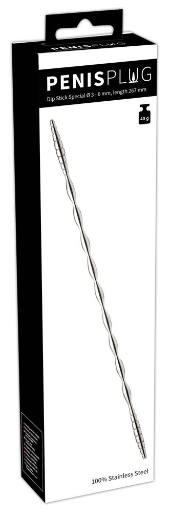 Серебристый уретральный плаг Dip Stick Special - 26,7 см.