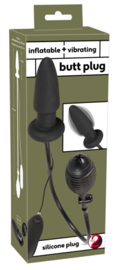 Черная надувная анальная пробка Inflatable Vibrating Butt Plug - 12,2 см. - 3
