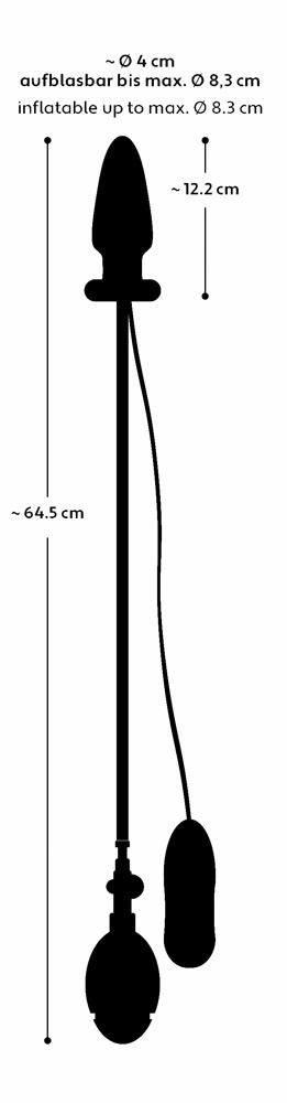 Черная надувная анальная пробка Inflatable Vibrating Butt Plug - 12,2 см. - 2