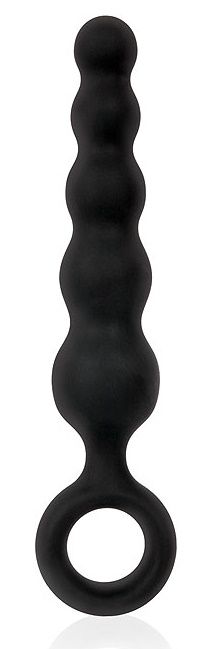 Черный анальный стимулятор-елочка с ограничительным колечком - 8,5 см. - 0