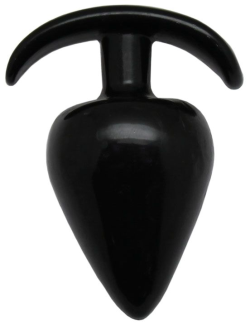 Черная коническая анальная пробка с ограничителем - 9,5 см. - 1
