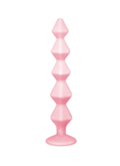Розовая анальная цепочка с кристаллом Buddy - 17,7 см. - 2