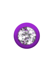 Фиолетовая анальная цепочка с кристаллом Buddy - 17,7 см. - 3