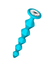 Бирюзовая анальная цепочка с кристаллом Buddy - 17,7 см. - 0