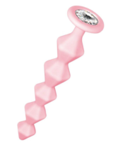 Розовая анальная цепочка с кристаллом Chummy - 16 см. - 0