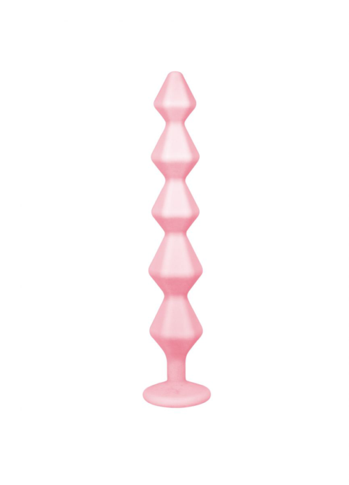 Розовая анальная цепочка с кристаллом Chummy - 16 см. - 2