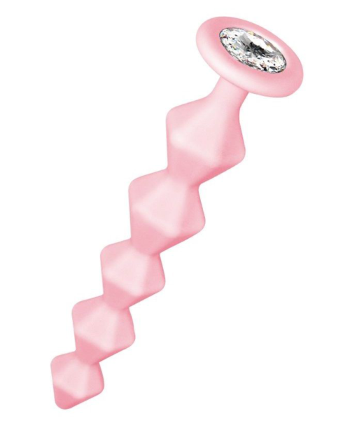 Розовая анальная цепочка с кристаллом Chummy - 16 см. - 0