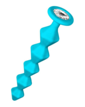 Бирюзовая анальная цепочка с кристаллом Chummy - 16 см. - 0