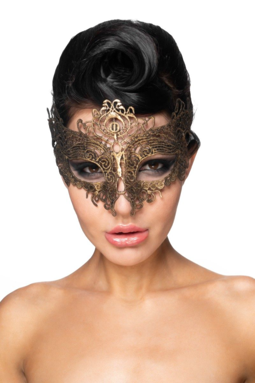 Золотистая карнавальная маска Шедди - 0