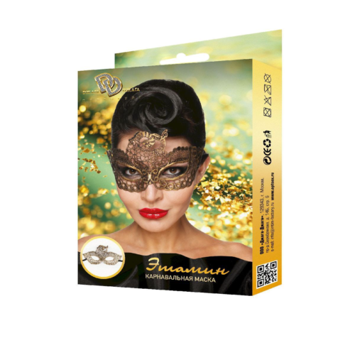 Золотистая карнавальная маска Этамин - 1