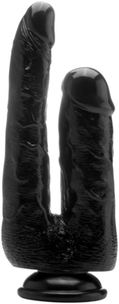 Чёрный анально-вагинальный фаллоимитатор Realistic Double Cock 9 Inch - 23 см. - 0