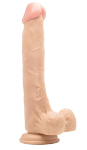 Телесный фаллоимитатор Realistic Cock 10 With Scrotum - 27 см. - 0
