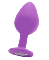 Большая фиолетовая анальная пробка OUCH! Large Diamond Butt Plug с кристаллом - 8 см. - 0