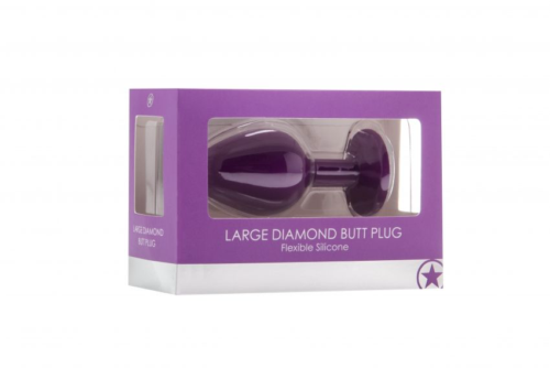 Большая фиолетовая анальная пробка OUCH! Large Diamond Butt Plug с кристаллом - 8 см. - 1