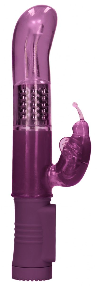 Фиолетовый вибратор-кролик Rotating Butterfly - 22,8 см. - 0