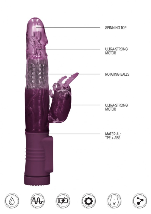 Фиолетовый вибратор-кролик Rotating Beetle - 22 см. - 3