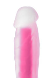 Прозрачно-розовый, светящийся в темноте фаллоимитатор - 18,5 см. - 4