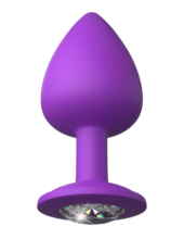 Фиолетовая анальная пробка со стразом Her Little Gem Large Plug - 9,5 см. - 2