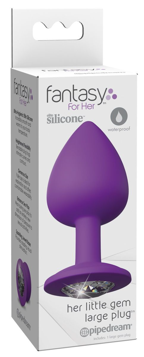Фиолетовая анальная пробка со стразом Her Little Gem Large Plug - 9,5 см. - 4