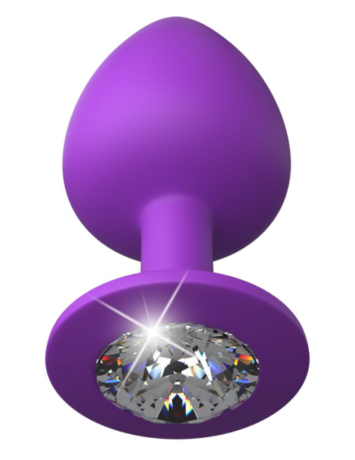 Фиолетовая анальная пробка со стразом Her Little Gem Large Plug - 9,5 см. - 0