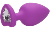 Фиолетовая анальная пробка с прозрачным стразом Extra Large Diamond Heart Butt Plug - 9,5 см. - 1