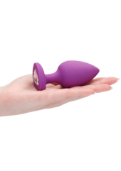 Фиолетовая анальная пробка с прозрачным стразом Extra Large Diamond Heart Butt Plug - 9,5 см. - 3