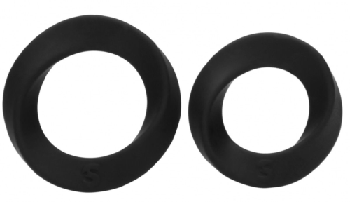 Набор из двух черных эрекционных колец N 86 Cock Ring Set - 0