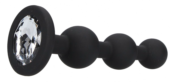 Черная анальная елочка с прозрачным стразом Beaded Diamond Butt Plug - 11,4 см. - 1