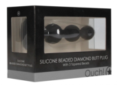Черная анальная елочка с прозрачным стразом Beaded Diamond Butt Plug - 11,4 см. - 3