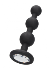 Черная анальная елочка с прозрачным стразом Beaded Diamond Butt Plug - 11,4 см. - 0