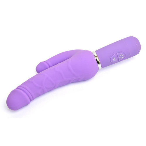 Фиолетовый вибратор Levina Double Penis - 21,5 см. - 0