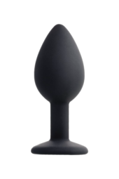 Черная анальная втулка с прозрачным стразом - 7,2 см. - 2