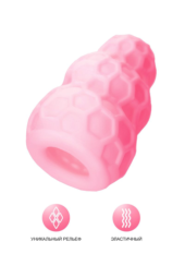 Розовый рельефный мастурбатор Flaff - 13