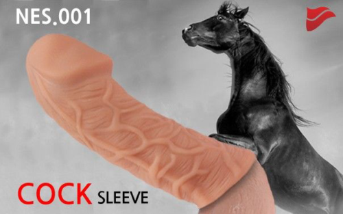 Телесная насадка с венками Extreme Sleeve 001 M-size - 14,7 см. - 3