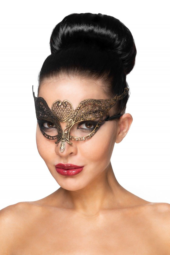 Золотистая карнавальная маска Поррима - 0