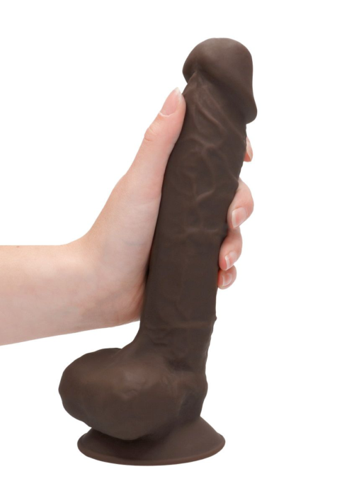 Коричневый фаллоимитатор Silicone Dildo With Balls - 22,8 см. - 3