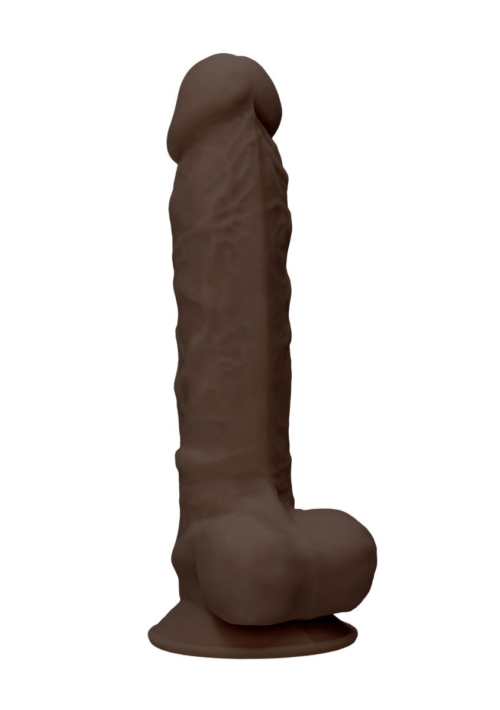 Коричневый фаллоимитатор Silicone Dildo With Balls - 22,8 см. - 0