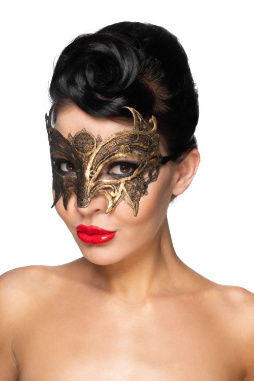 Золотистая карнавальная маска Андромеда - 0