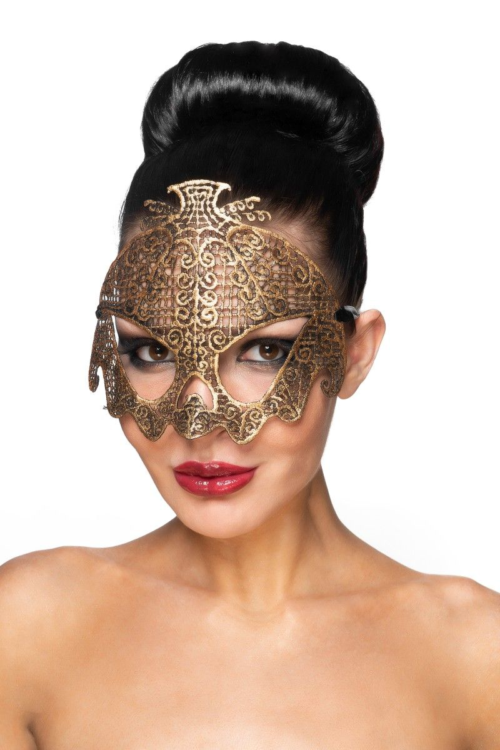 Золотистая карнавальная маска Нави - 0