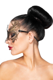 Золотистая карнавальная маска Селена - 1