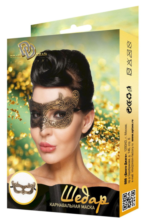 Золотистая карнавальная маска Шедар - 2