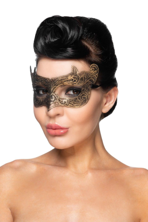 Золотистая карнавальная маска Шедар - 0